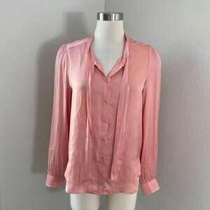 ZADIG & VOLTAIRE Womens Small Tao Satin Blouse in Blush Long Sleeve Shirt Top